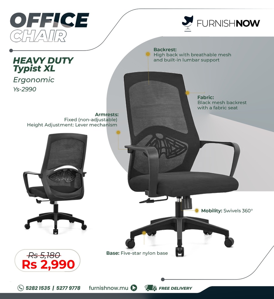 Heavy Duty Typist Chair XL (Ys-2990)