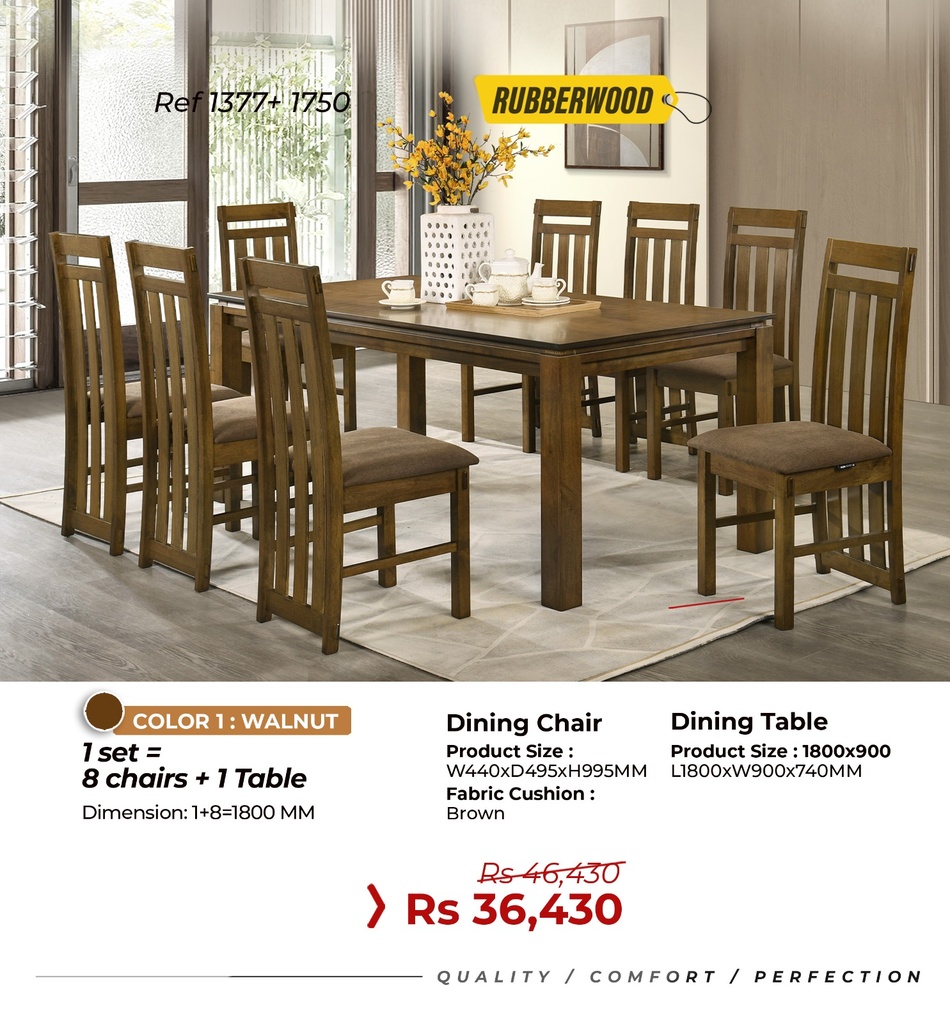 Rubberwood Dining Set Ref: 1377+1750 - 8 Seater 