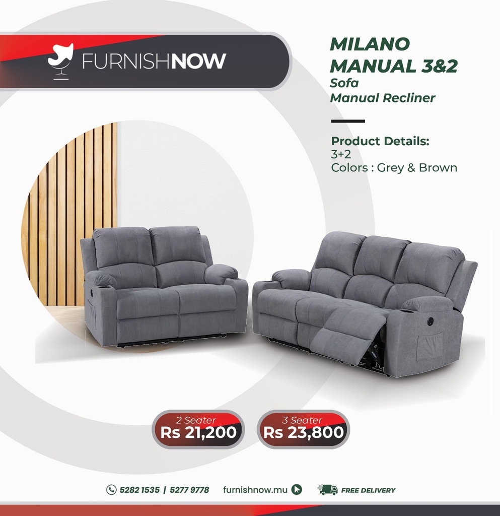 Milano Manual Recliner - 2 Seater