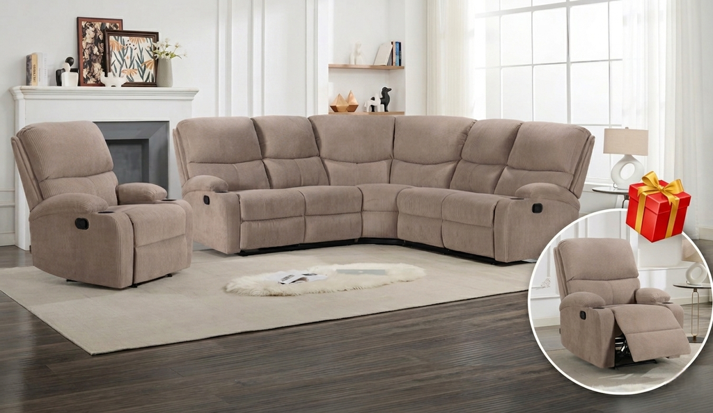 Elara Corner Manual Recliner + 1 Single Sofa