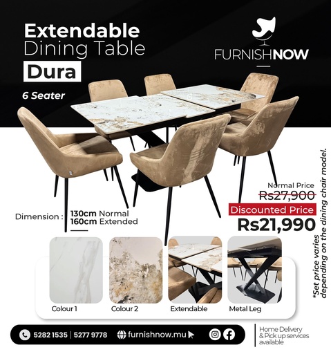 Extendable Dining Table Dura (6 Seater)