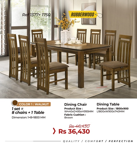 Rubberwood Dining Set Ref: 1377+1750 - 8 Seater 